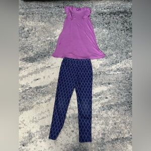 Purple Top and Patterned Leggings Set